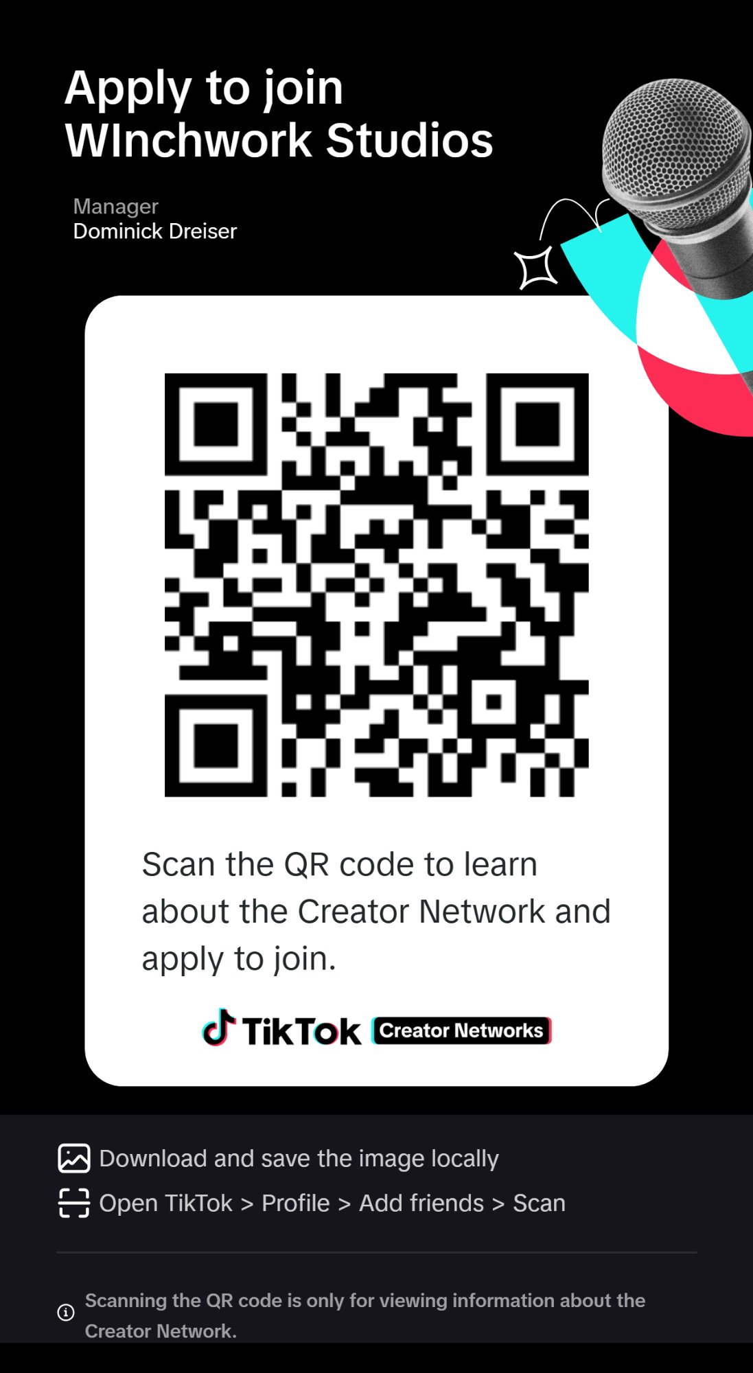 TikTok Creator Network QR Code — Winchwork Studios